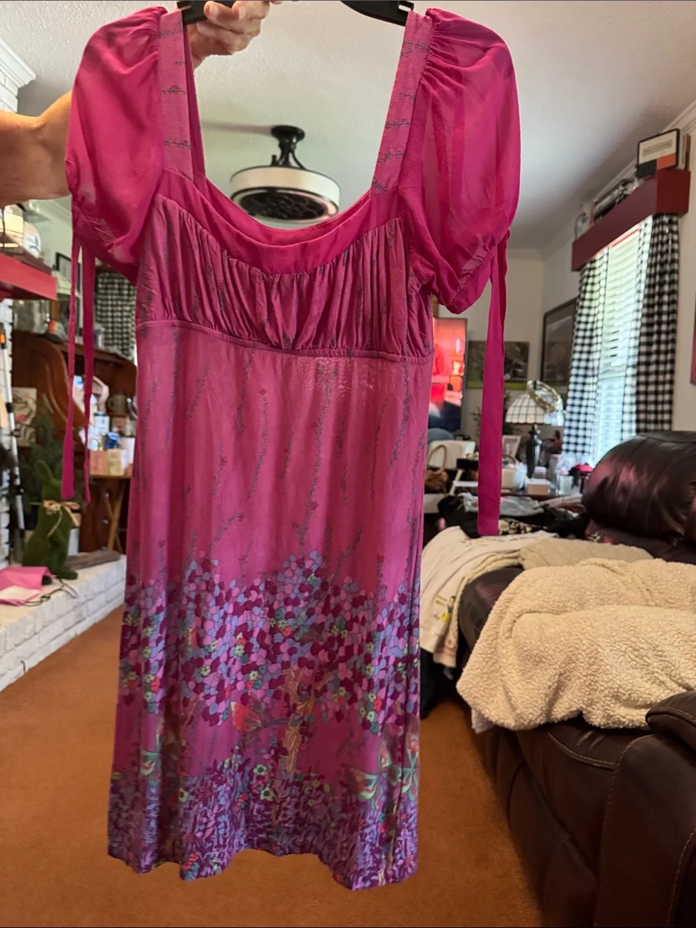 Free People Pink Floral Empire-Waist Midi Dress